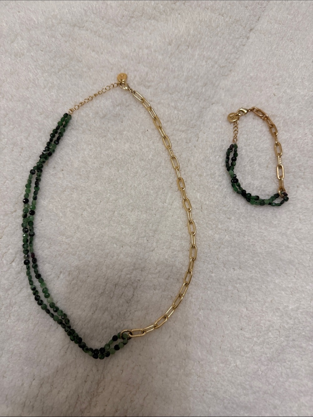 Banana Republic jade/ gold necklace and bracelet set